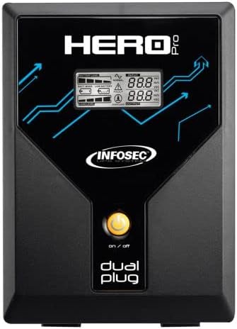 Onduleur Hero Pro Dual Plug 2400 - Infosec - UPS Poêle, PC, écran, TV, 2 Prise FR/Schuko 2 Prises IEC, ASI VA/1400W