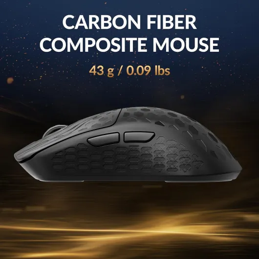G5 Souris de jeu sans fil en fibre de carbone, DPI jusqu'à 30 000, 43 g, ultra légère, 2,4 GHz/Bluetooth/USB-C, capteur PAW3950, LED RVB, souris de jeu Esport 8000 Hz pour PC, Mac et