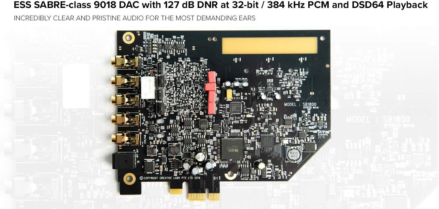 Sound Blaster AE-7 - Carte Son PCI-e Haute résolution DAC/Amplificateur avec Bi-amplificateur de Casque Discret Xamp et Audio Control Module Gris/Noir Sound Blaster AE-7 - 127 dB DNR